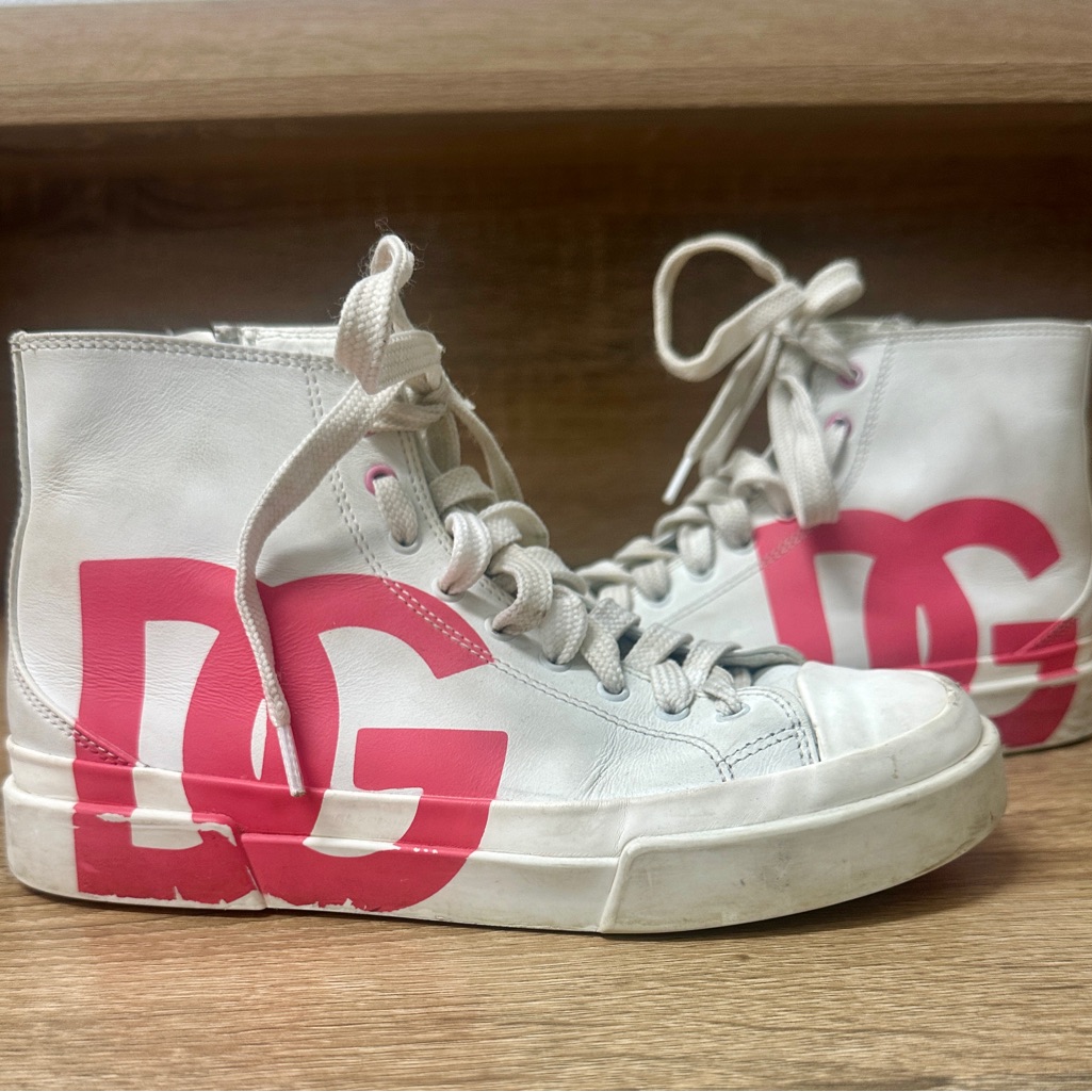 Dolce & Gabbana White And Pink Kids Sneakers